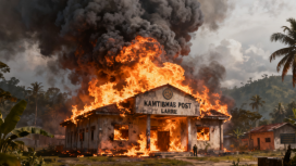 Ilustrasi pembakaran pos kamtibmas di Nabire