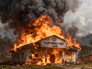 Ilustrasi pembakaran pos kamtibmas di Nabire