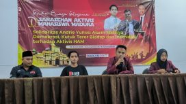 Keterangan foto : Puluhan aktivis PC Ikatan Mahasiswa Muhammadiyah (IMM) bersama aliansi Badan Eksekutif Mahasiswa (BEM) lintas kampus menggelar aksi solidaritas dan diskusi publik, Rabu (18/3/2026)