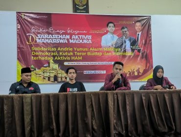 Keterangan foto : Puluhan aktivis PC Ikatan Mahasiswa Muhammadiyah (IMM) bersama aliansi Badan Eksekutif Mahasiswa (BEM) lintas kampus menggelar aksi solidaritas dan diskusi publik, Rabu (18/3/2026)